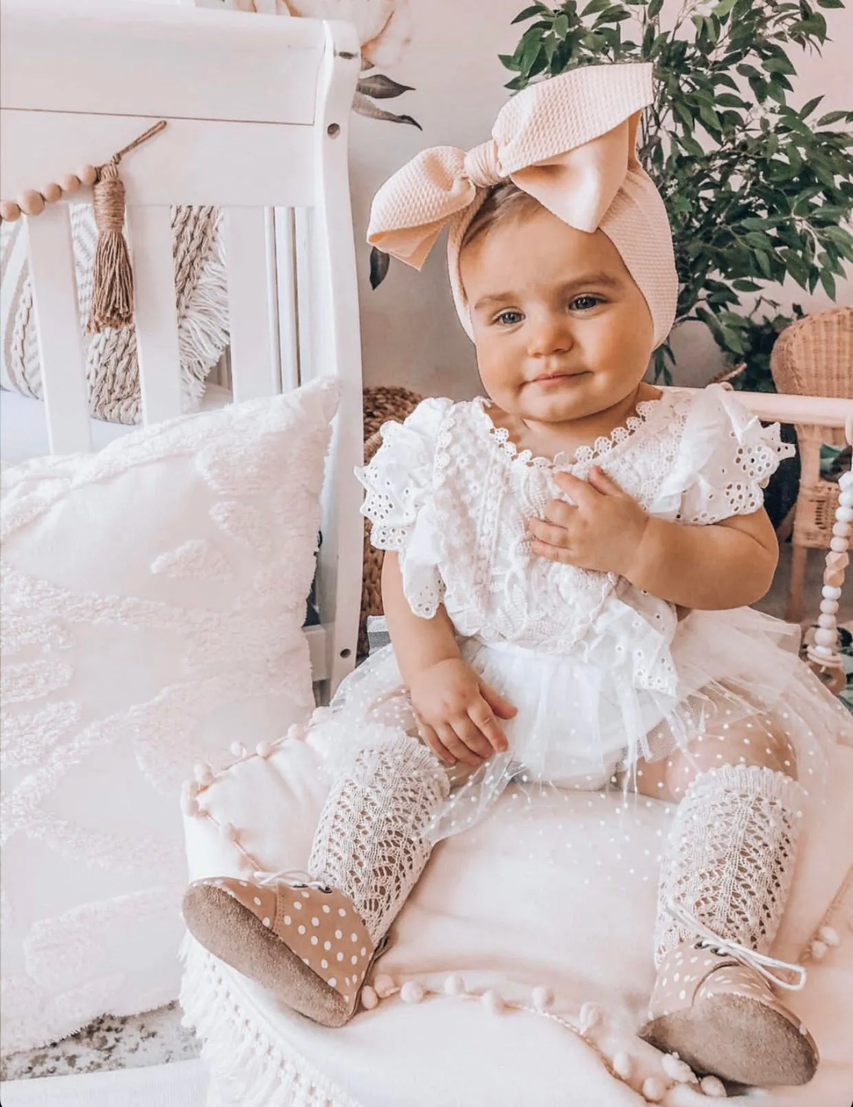 $15.00 EA - 3-6M X 2 - *BEST SELLER* Aurora Ivory/White Lace Vintage Romper