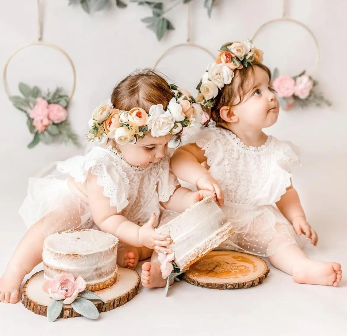 $15.00 EA - 3-6M X 2 - *BEST SELLER* Aurora Ivory/White Lace Vintage Romper