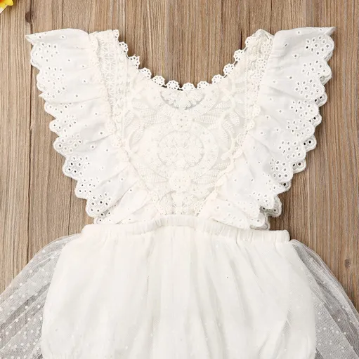 $15.00 EA - 3-6M X 2 - *BEST SELLER* Aurora Ivory/White Lace Vintage Romper