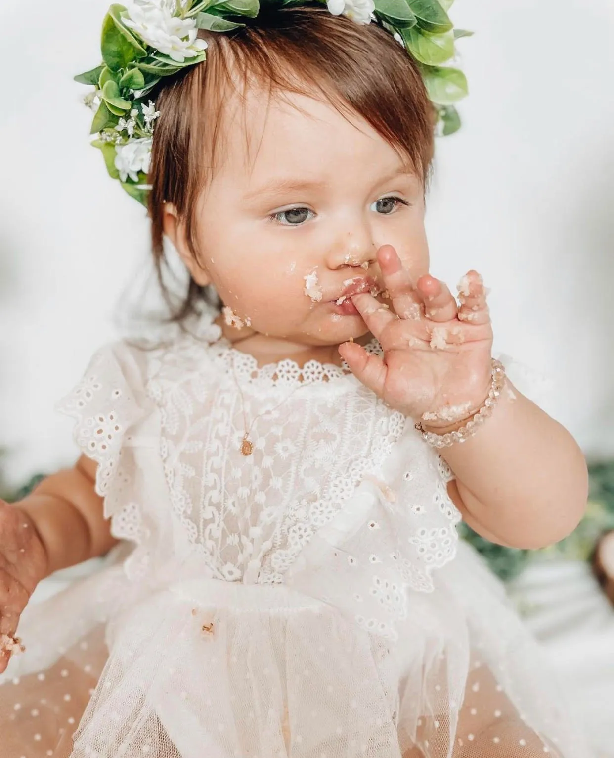 $15.00 EA - 3-6M X 2 - *BEST SELLER* Aurora Ivory/White Lace Vintage Romper