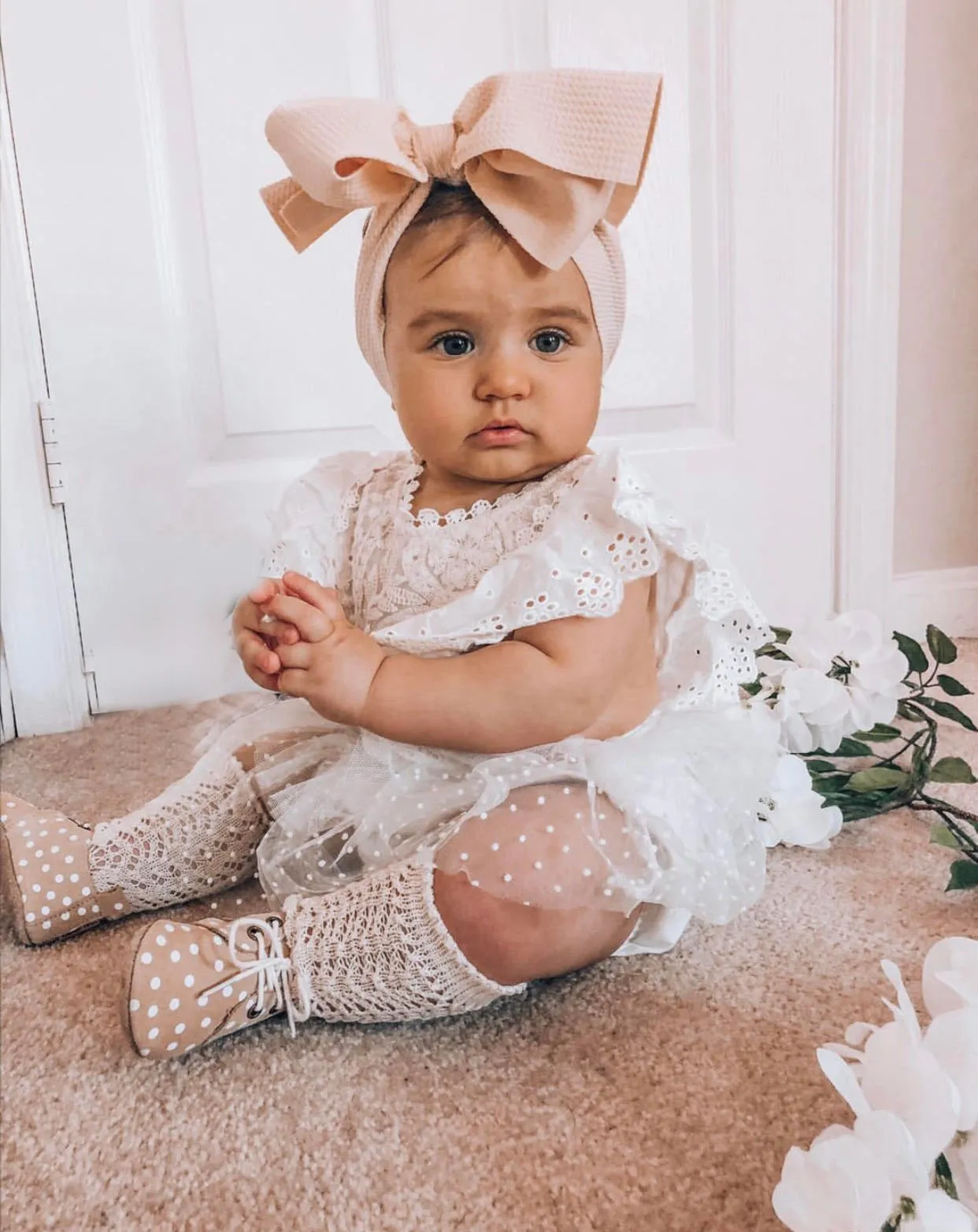 $15.00 EA - 3-6M X 2 - *BEST SELLER* Aurora Ivory/White Lace Vintage Romper