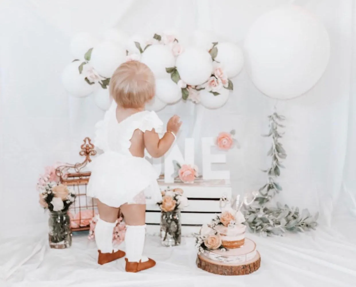 $15.00 EA - 3-6M X 2 - *BEST SELLER* Aurora Ivory/White Lace Vintage Romper