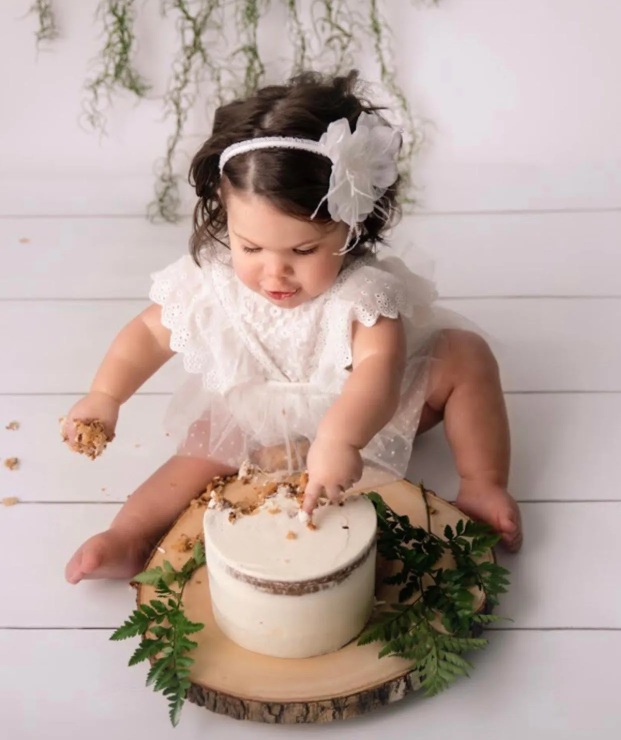 $15.00 EA - 3-6M X 2 - *BEST SELLER* Aurora Ivory/White Lace Vintage Romper