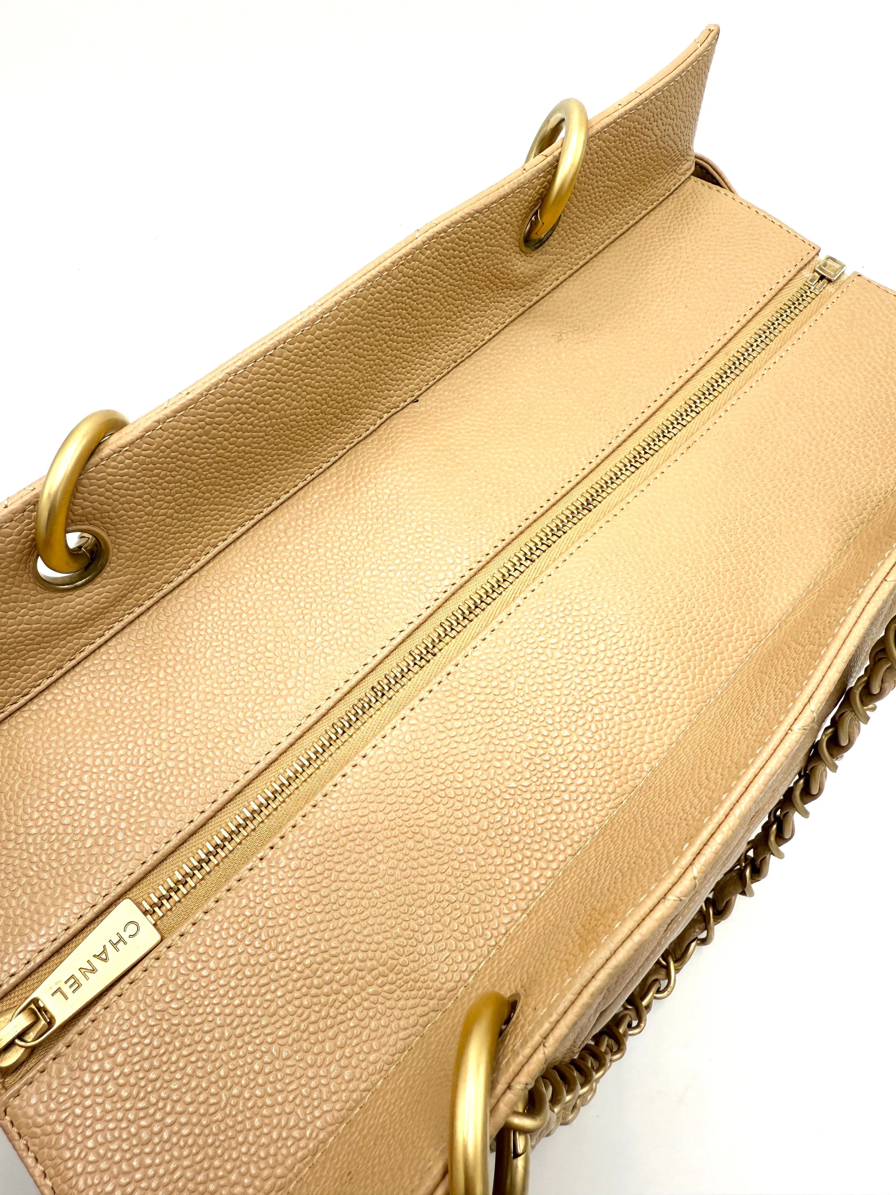 24k CC Beige Caviar Grand Timeless Tote