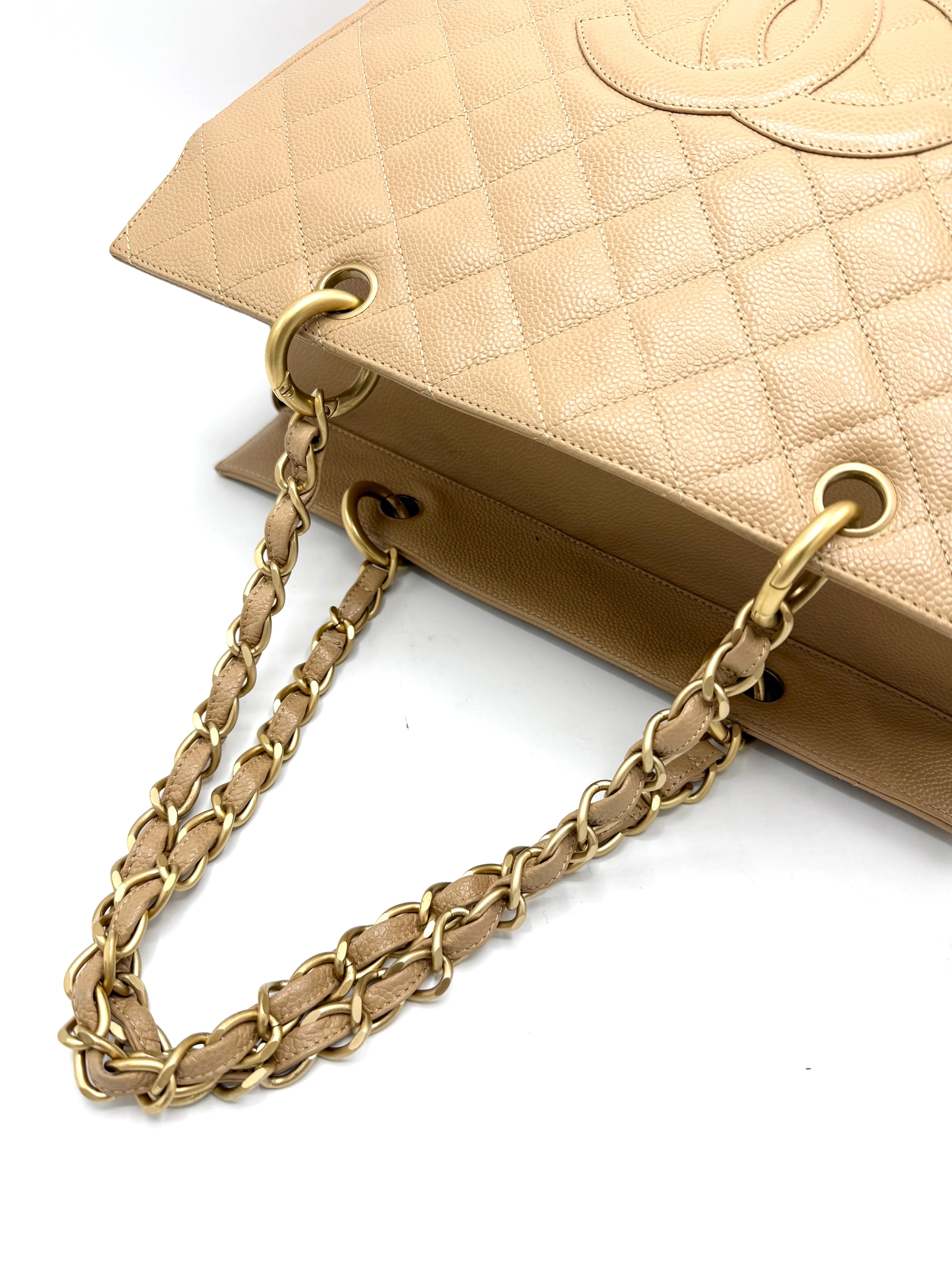 24k CC Beige Caviar Grand Timeless Tote