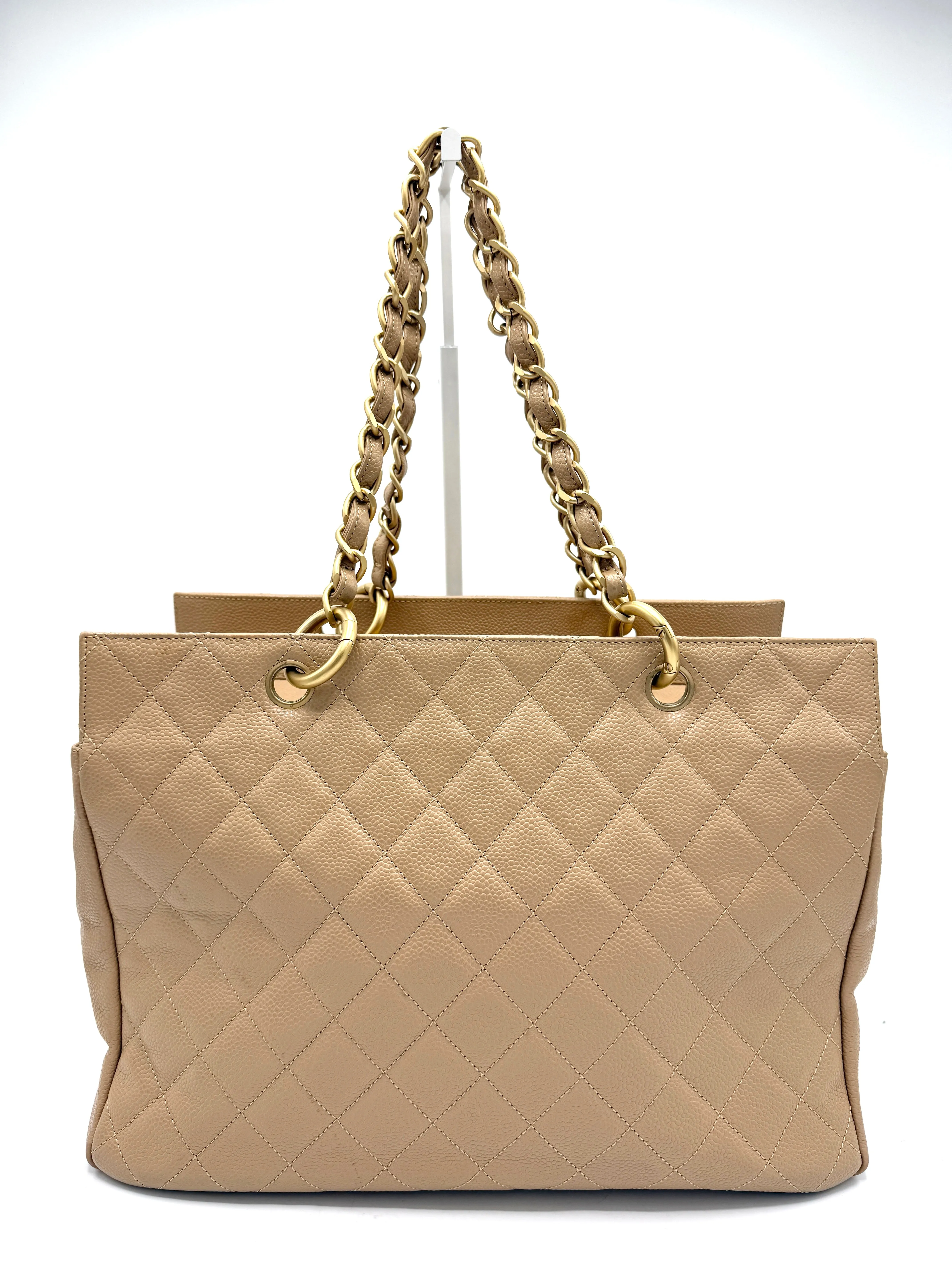 24k CC Beige Caviar Grand Timeless Tote