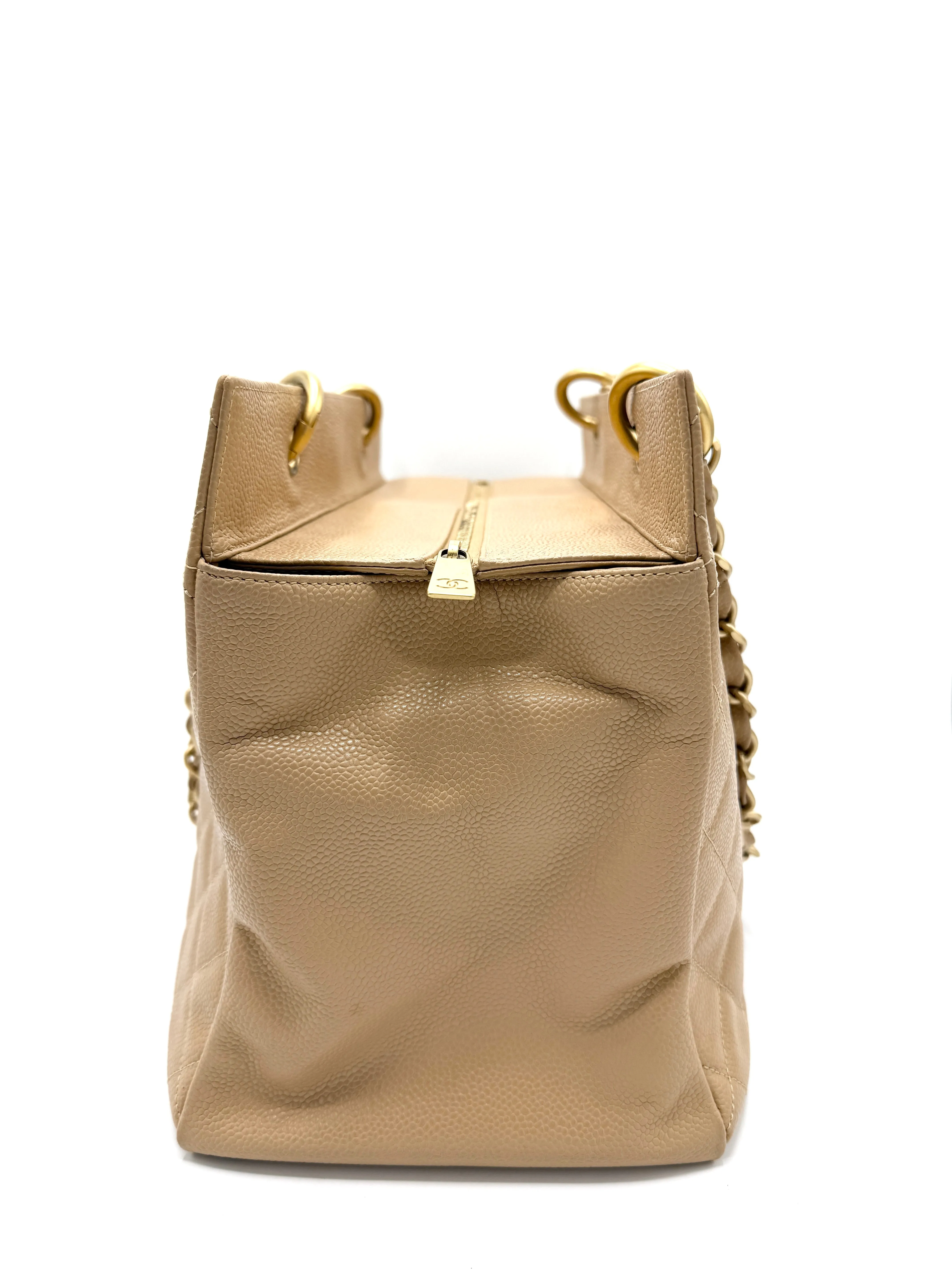 24k CC Beige Caviar Grand Timeless Tote