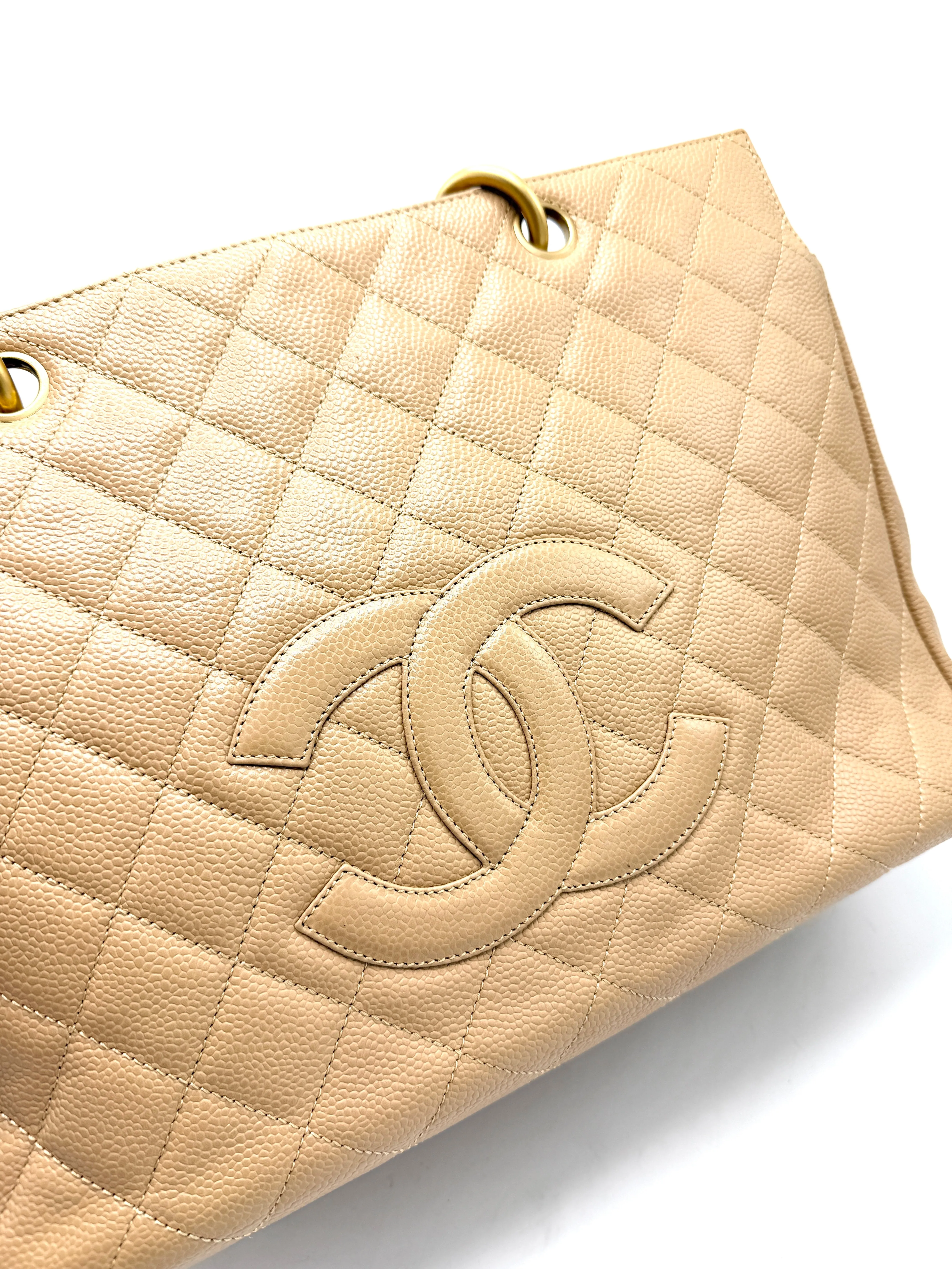 24k CC Beige Caviar Grand Timeless Tote