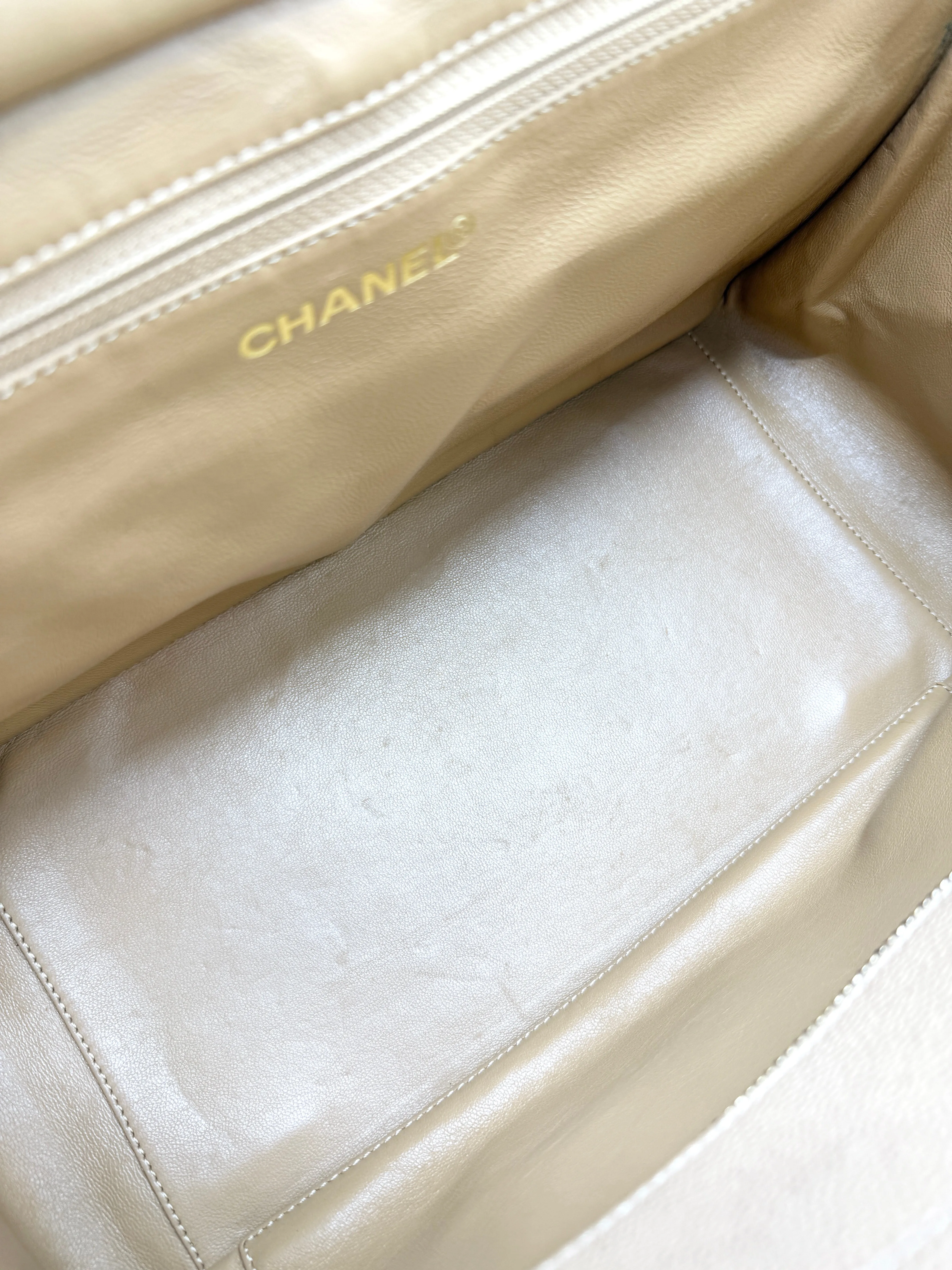 24k CC Beige Caviar Grand Timeless Tote