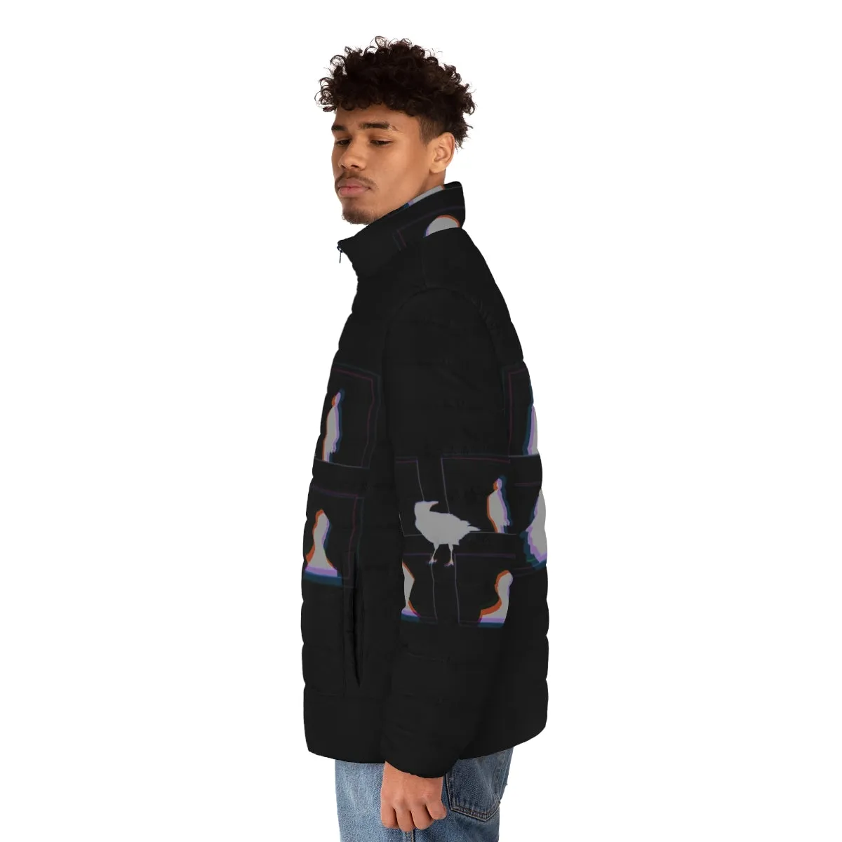 Alfred Hitchcock Inspired Crow Puffer Jacket | Fan Art Apparel