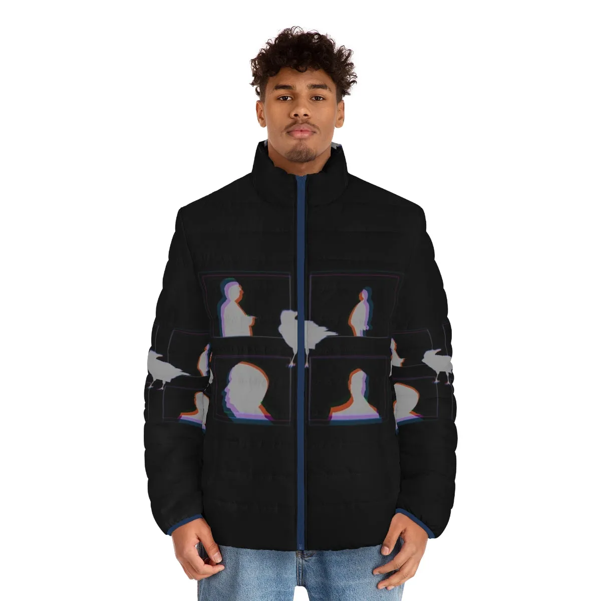 Alfred Hitchcock Inspired Crow Puffer Jacket | Fan Art Apparel