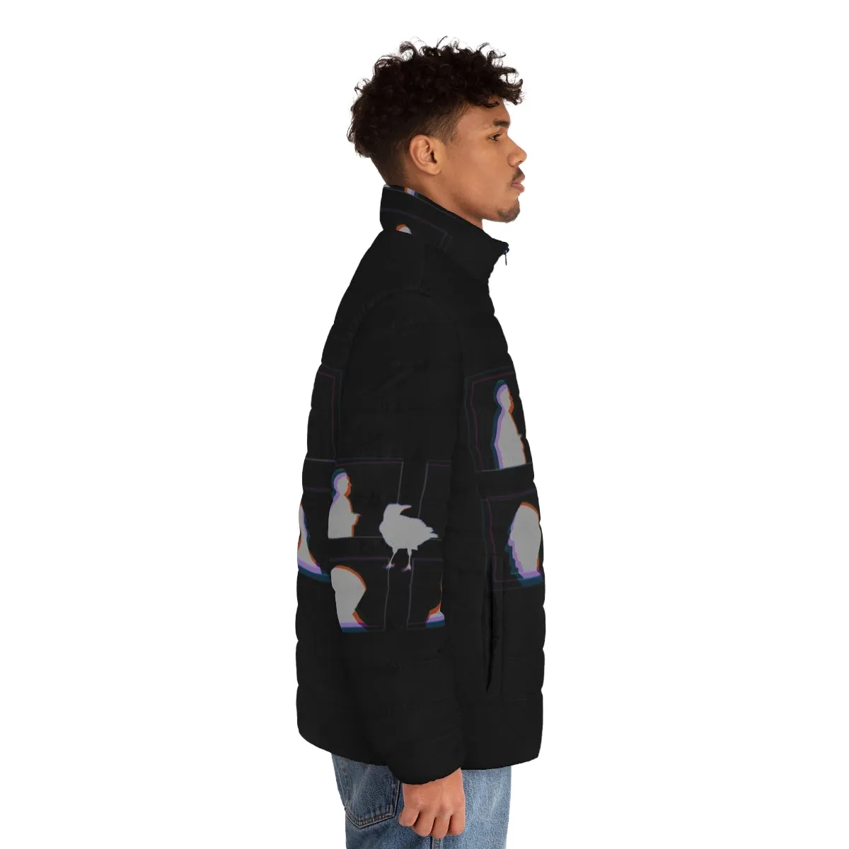 Alfred Hitchcock Inspired Crow Puffer Jacket | Fan Art Apparel