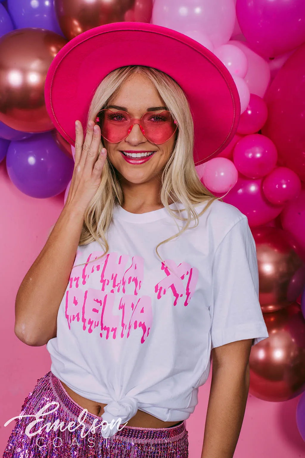 Alpha Xi Delta Dripping Pink Bid Day Tee