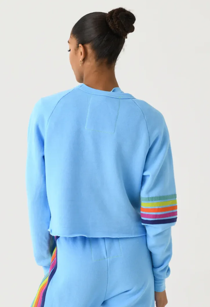 AVN Bolt Rugby Stitch Crop Crew Sweatshirt Sky