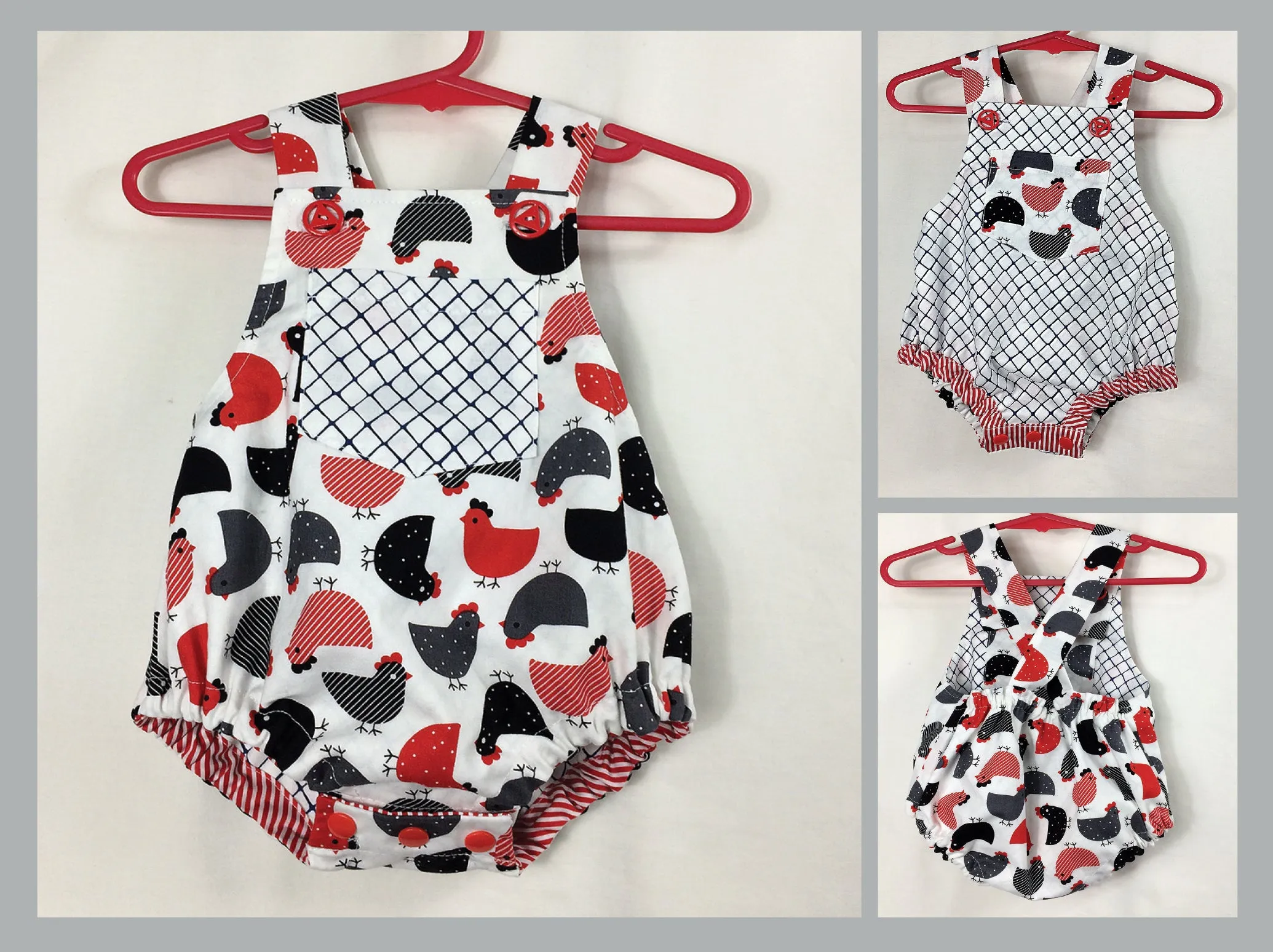 Baby Boy and Girl Romper PDF Sewing Pattern, DIMPLES reversible baby sunsuit/romper, sizes 3 months - 3 years