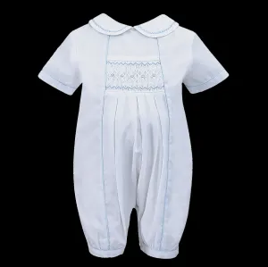 Baby Boy Christening Romper - Sarah Louise C3000 White / Blue