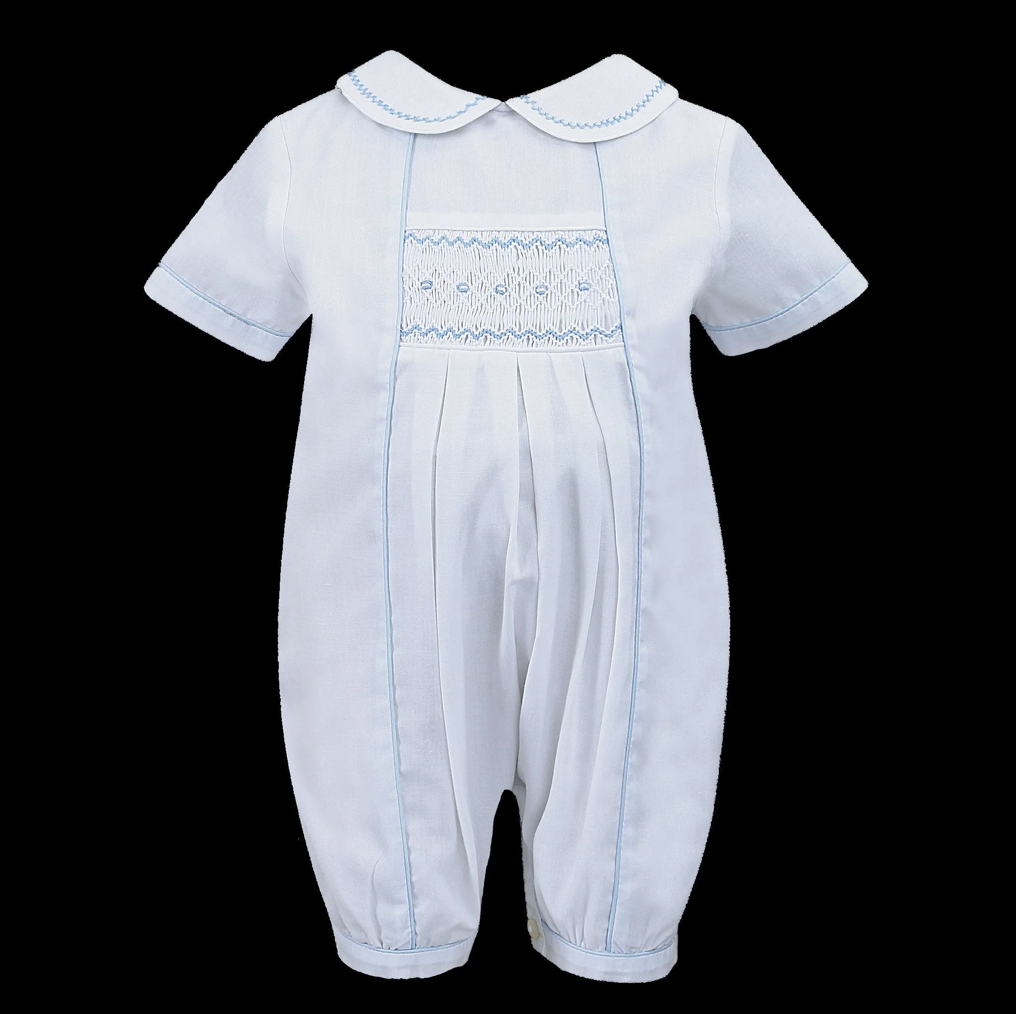 Baby Boy Christening Romper - Sarah Louise C3000 White / Blue