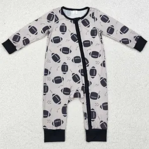 Baby Infant Boys Rompers Fall Football Bamboo Zip Long Sleeve Rompers LR1435