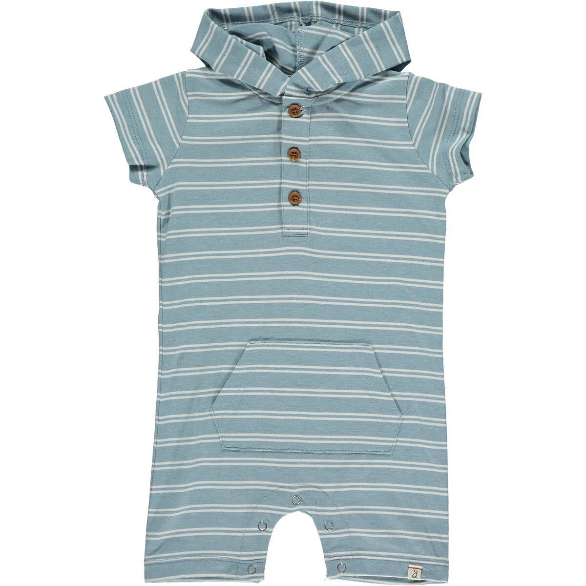 Blue Stripe Hooded Short Romper