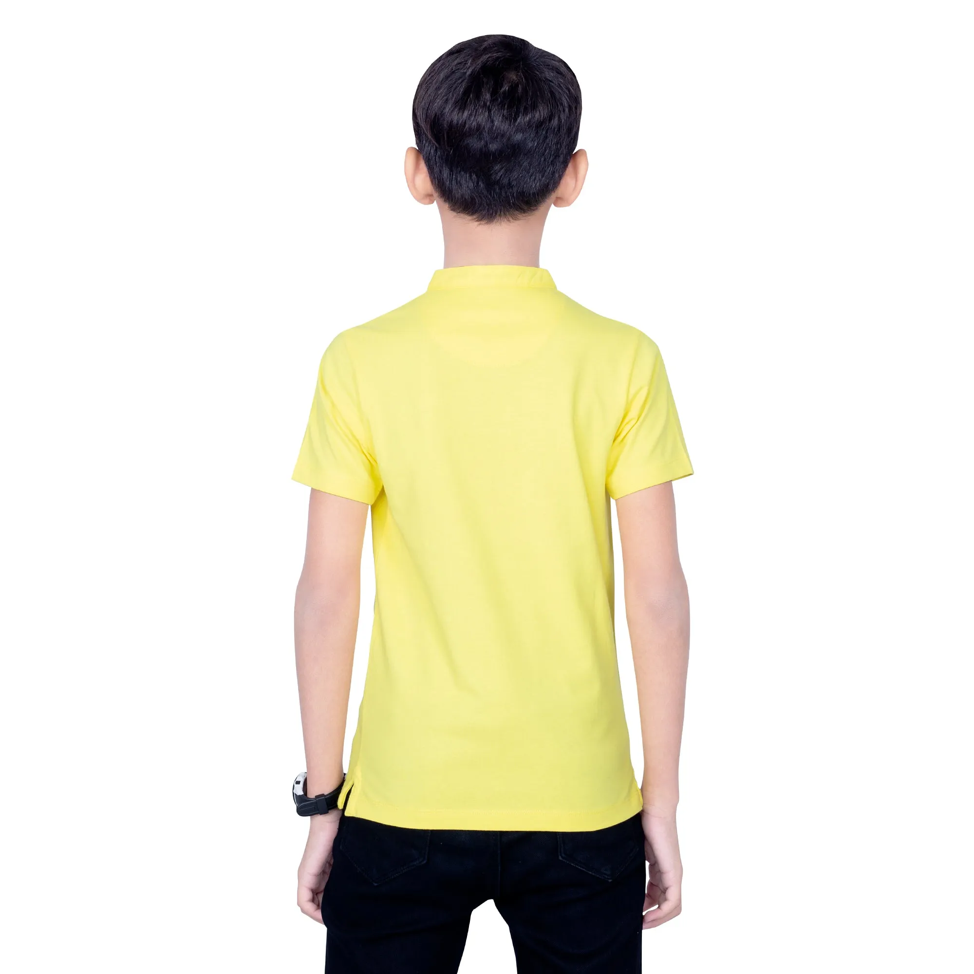 Boys Pop Yellow Classic Henley Polo T-Shirt