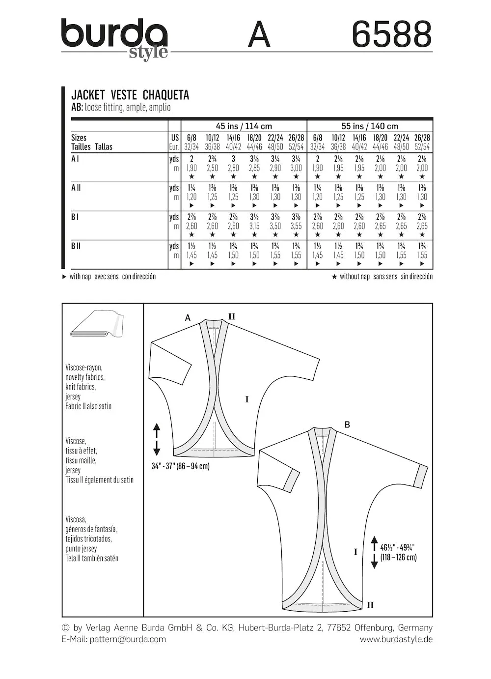 Burda Pattern 6588 Jacket (6-28)