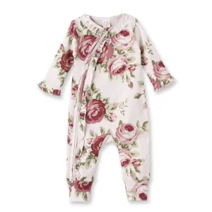 Cabbage Rose Zippered Romper