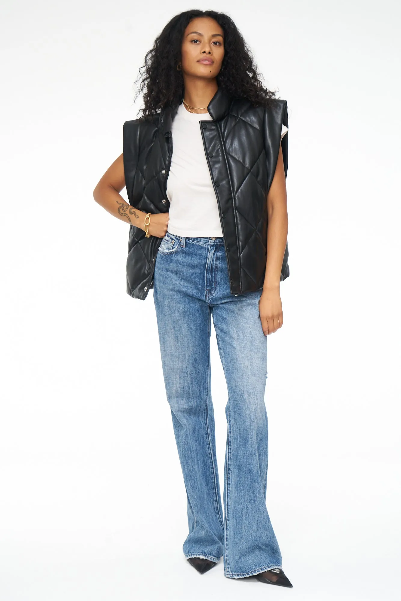 Callista Long Sleeve Puffer Jacket & Vest - Noir
