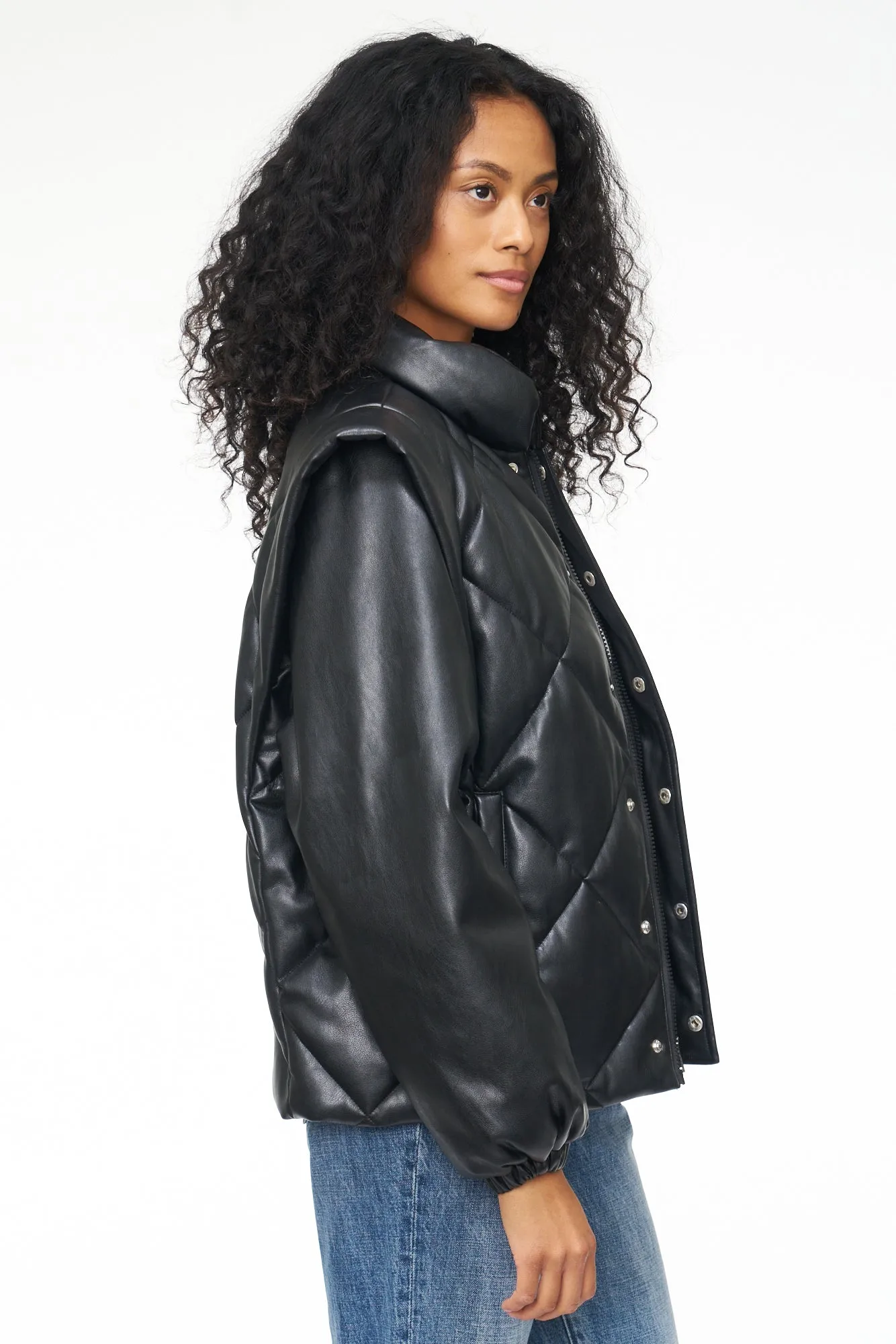 Callista Long Sleeve Puffer Jacket & Vest - Noir