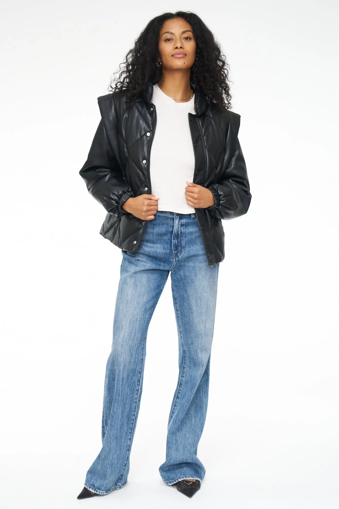 Callista Long Sleeve Puffer Jacket & Vest - Noir