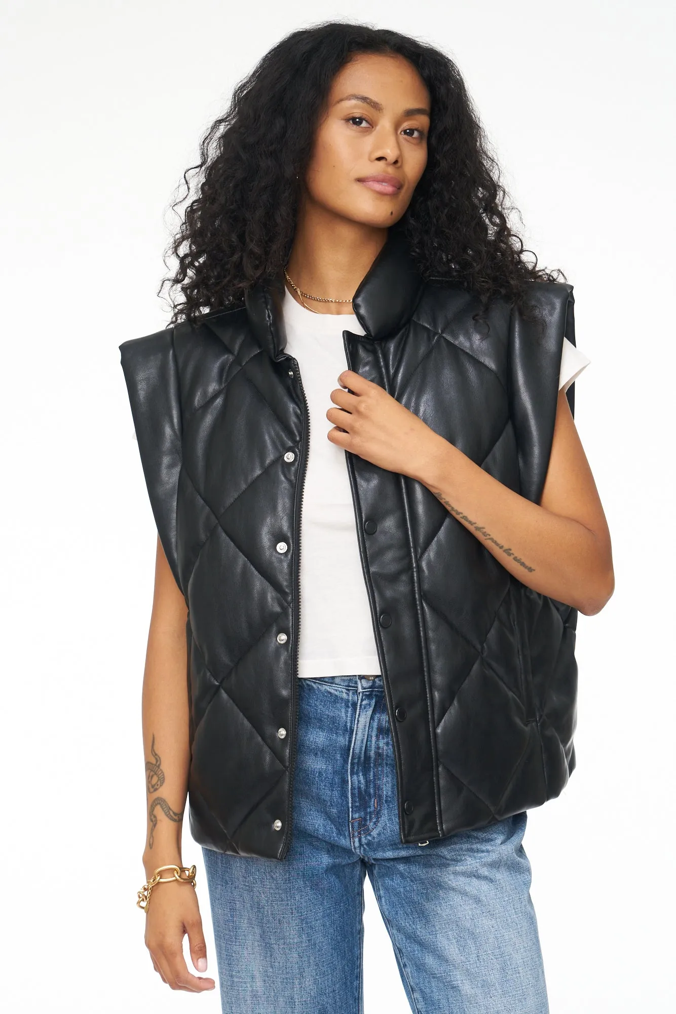 Callista Long Sleeve Puffer Jacket & Vest - Noir