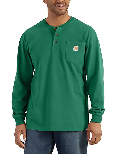 Carhartt K128-G55 North Woods Heather Workwear Long Sleeve Henley T-Shirt