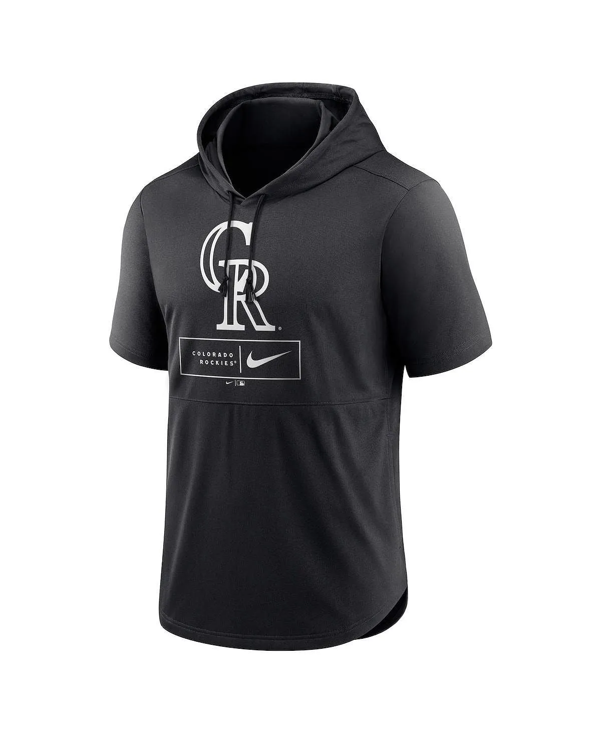 Colorado Rockies Lockup Performance Nike Men's Black Logo Short Sleeve Hoodie Pullover