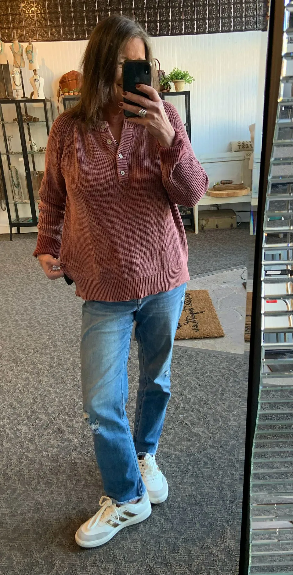 Cotton Henley Sweater - S to XL