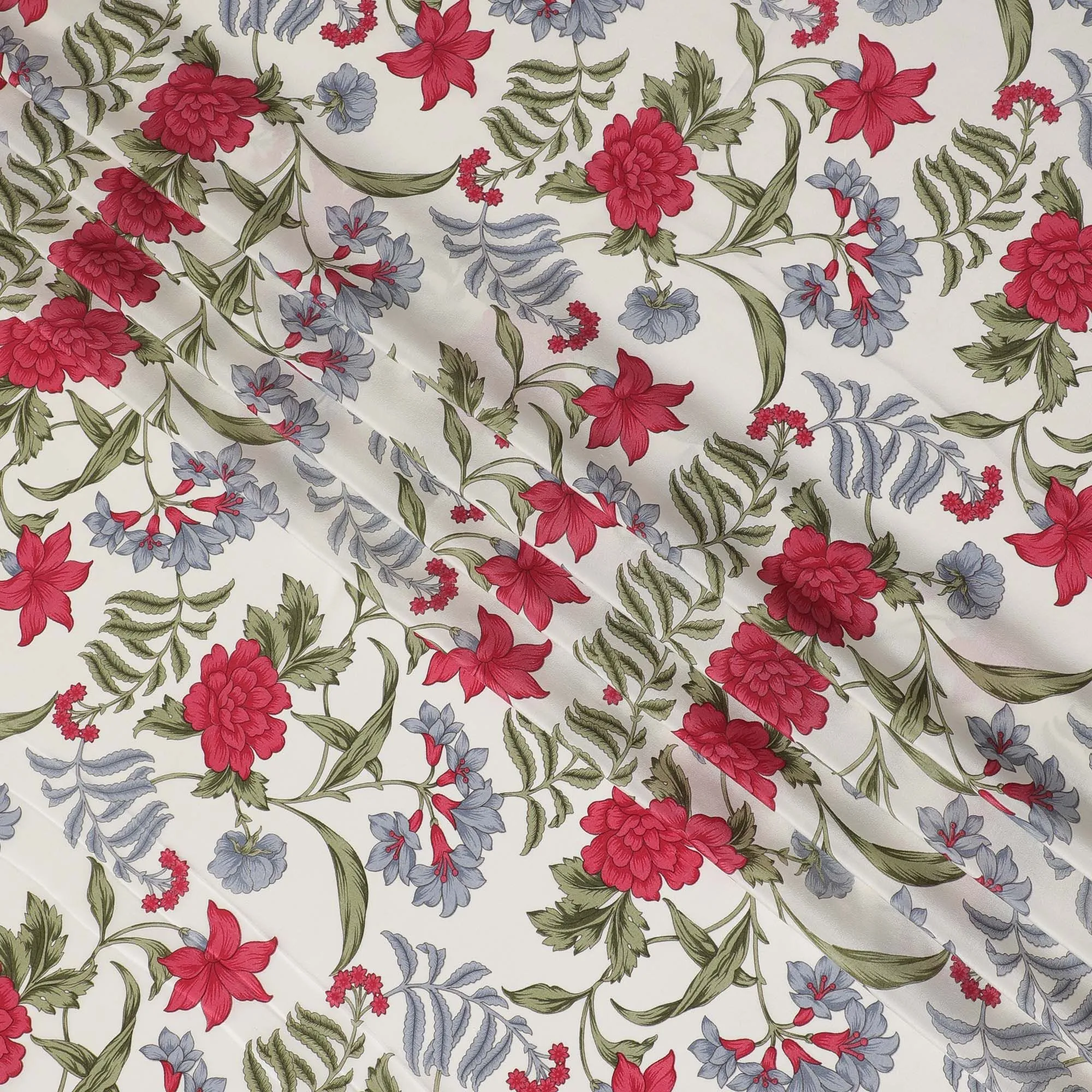 Cream Premium pure silk crepe fabric with multicolor print in floral design-D16692