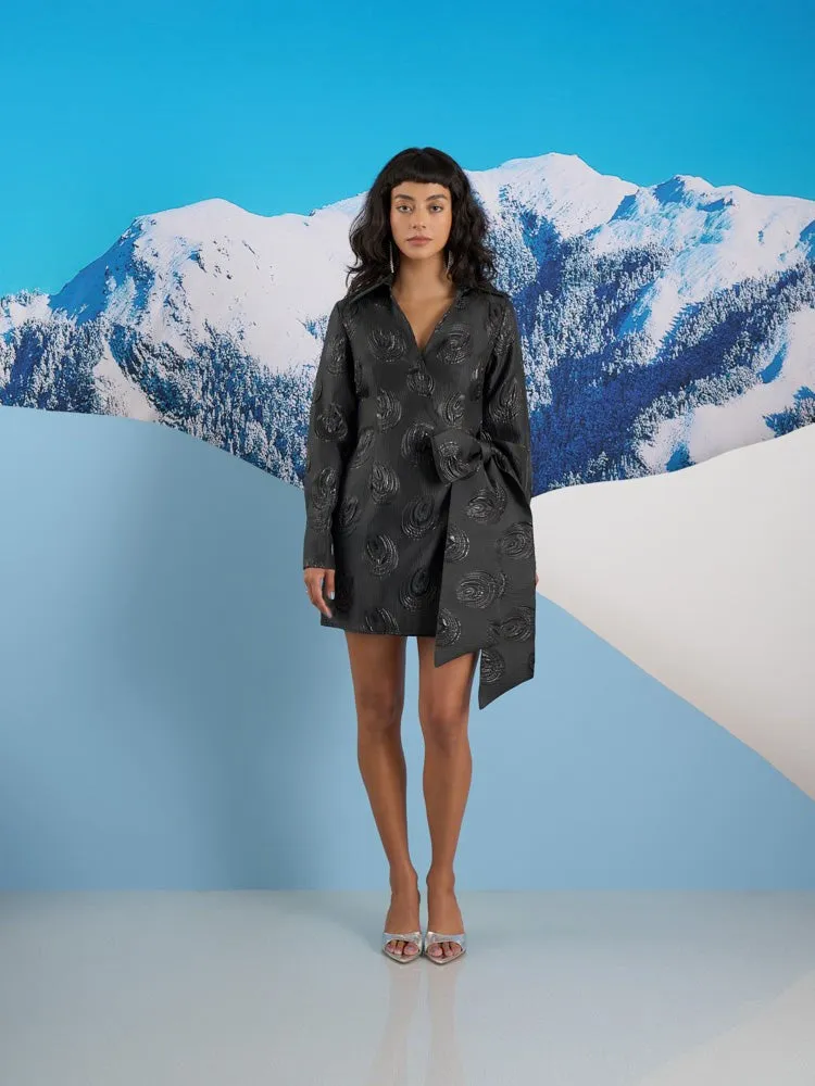 Domino Jacquard Wrap Dress