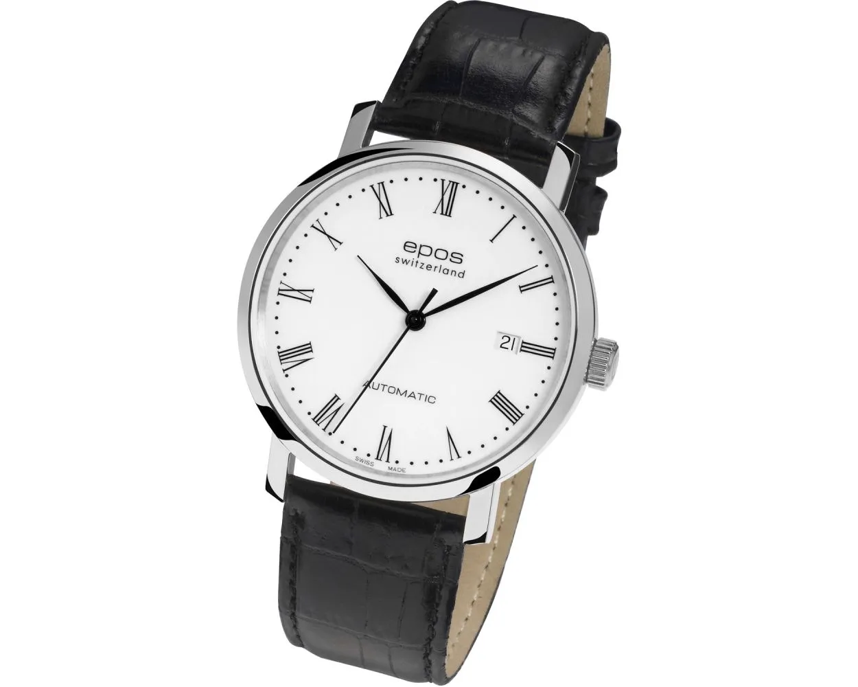 EPOS Timeless Sapphire Crystal Dress Automatic Watch