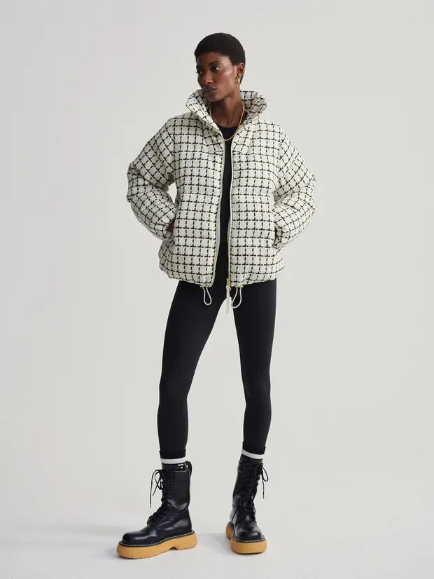 Eugene Short Puffer Egret Mono Check