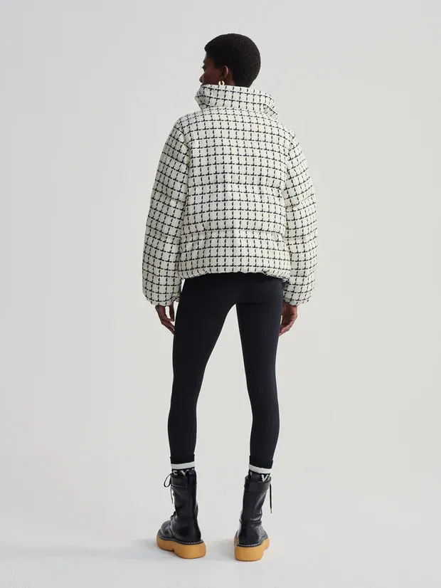 Eugene Short Puffer Egret Mono Check