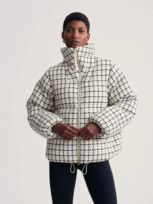 Eugene Short Puffer Egret Mono Check