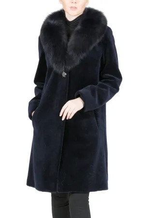 FENLAND - Sheep Fur Coat with Detachable Fox Collar