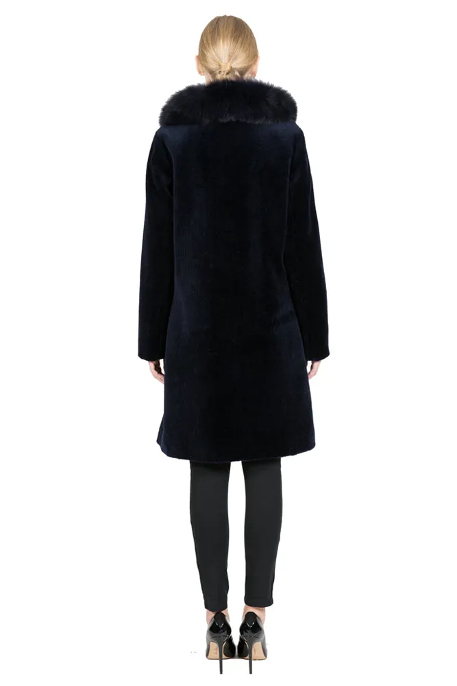 FENLAND - Sheep Fur Coat with Detachable Fox Collar