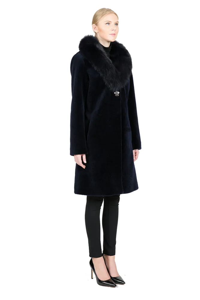 FENLAND - Sheep Fur Coat with Detachable Fox Collar