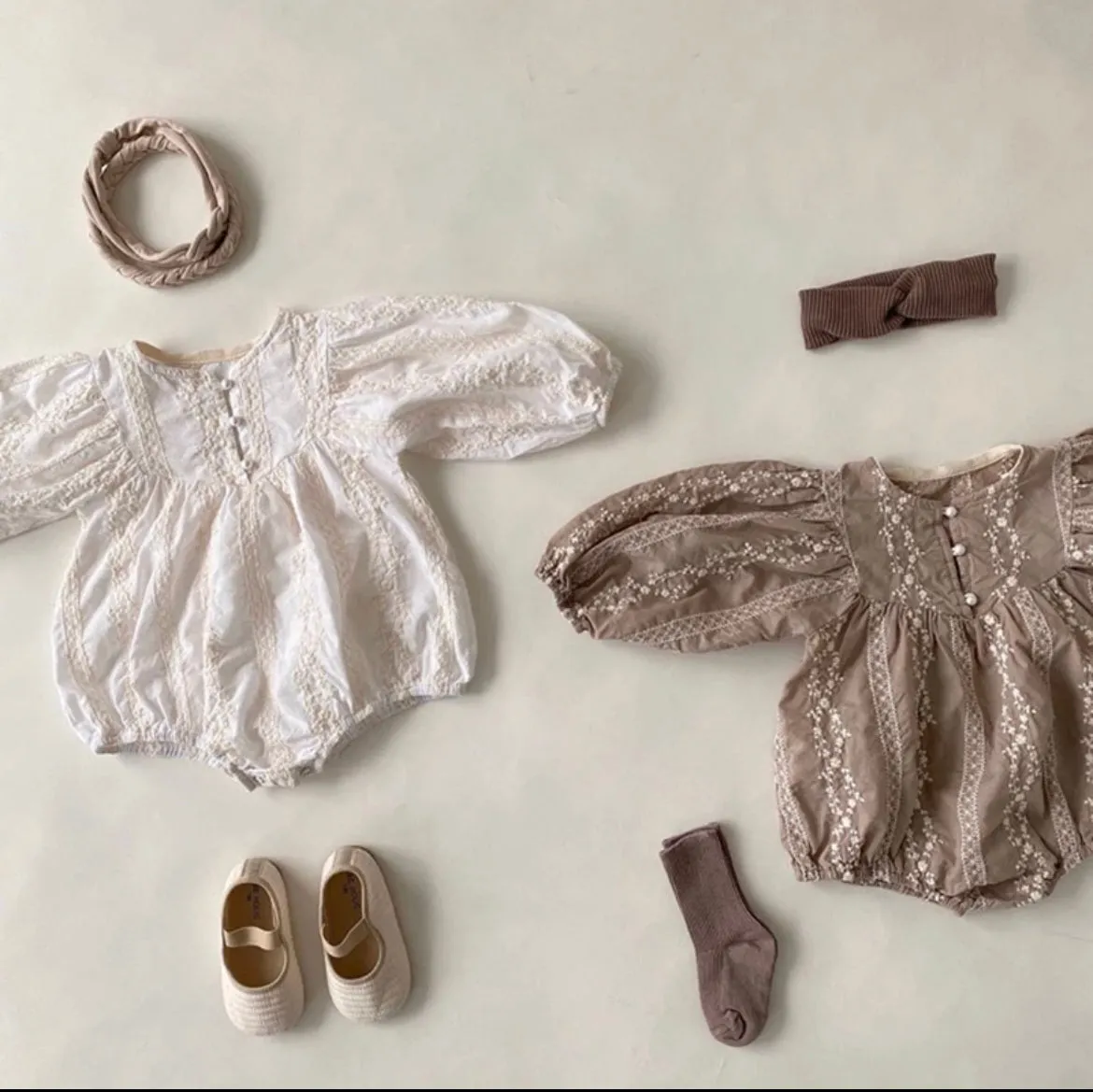 Giselle - Embroidered Romper - Long Sleeve