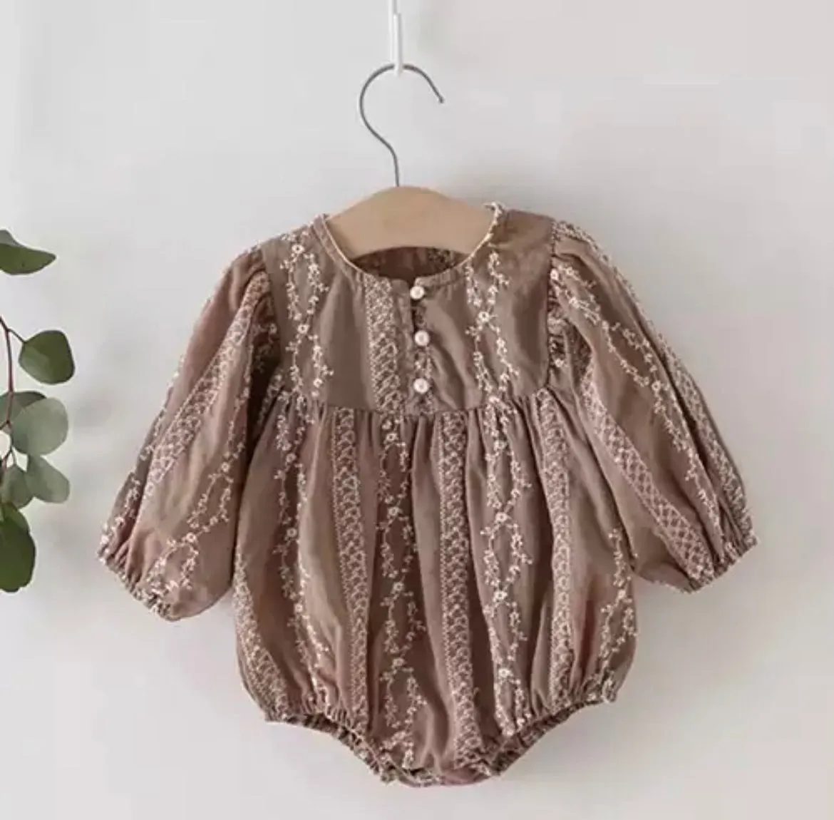 Giselle - Embroidered Romper - Long Sleeve