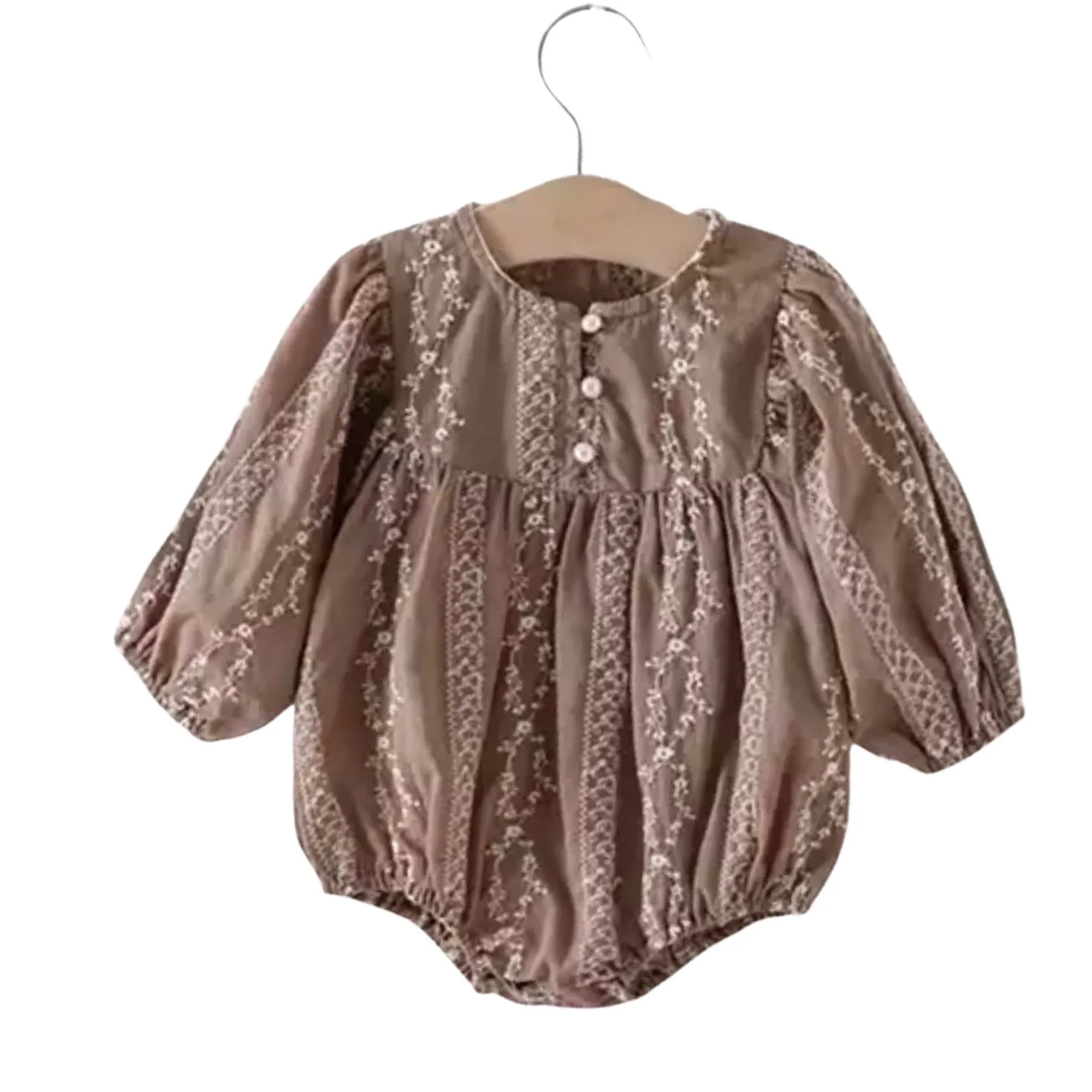 Giselle - Embroidered Romper - Long Sleeve