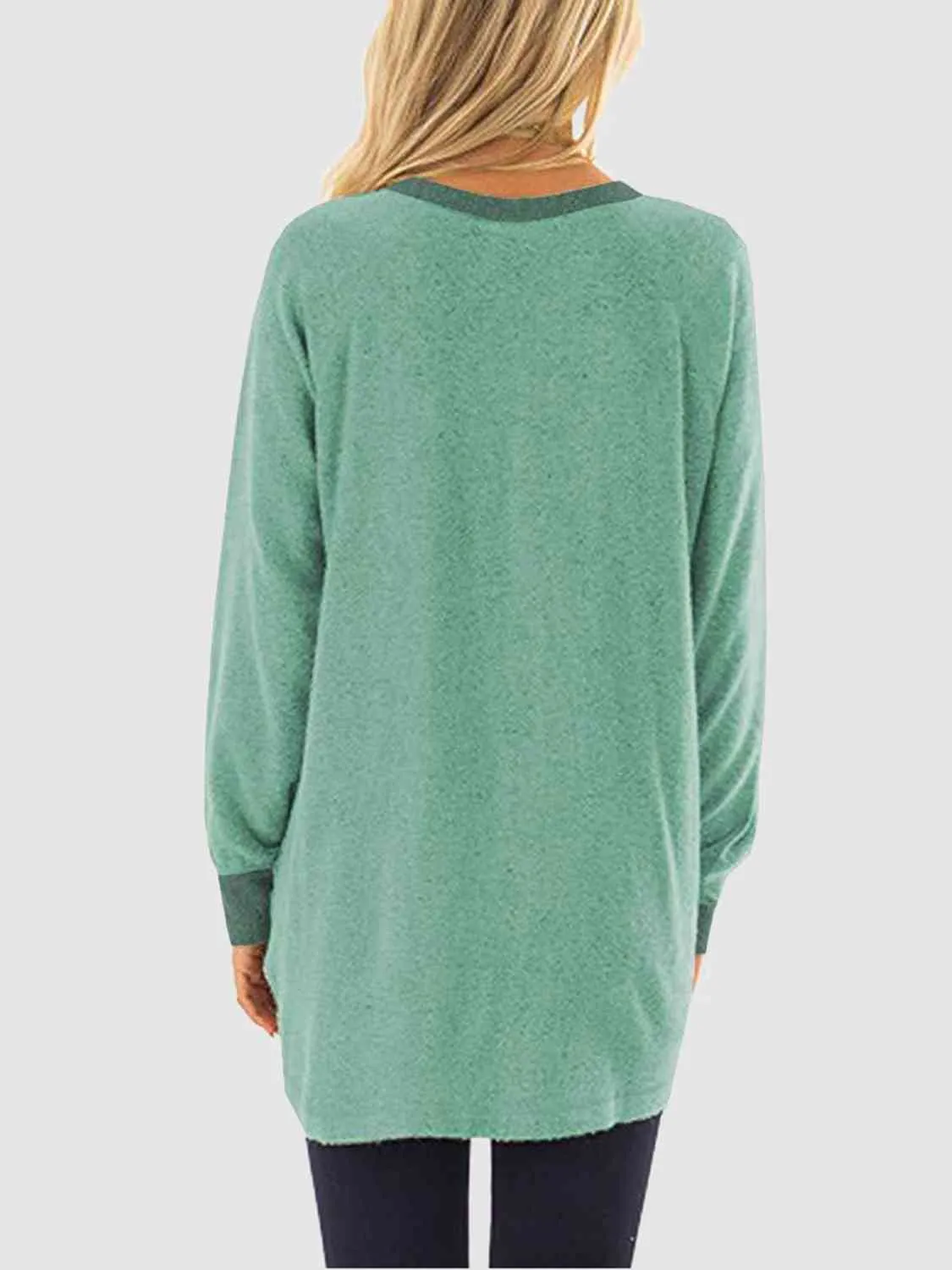 Graphic Round Neck Sweatshirt with Pockets