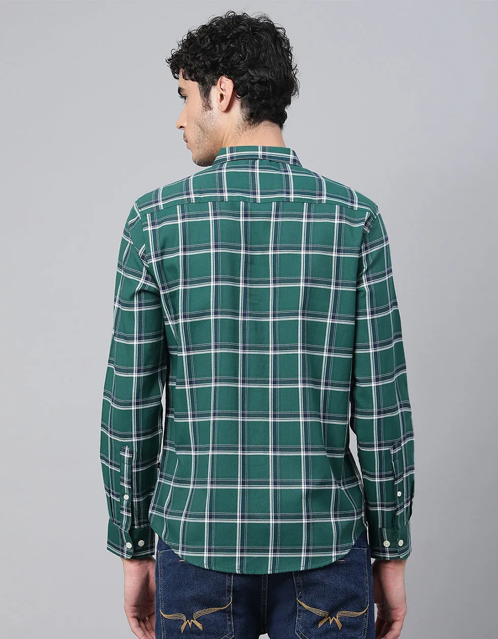 Green Checks Printed Shirt