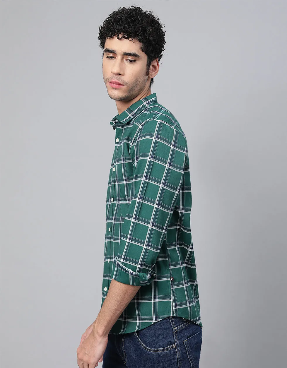 Green Checks Printed Shirt