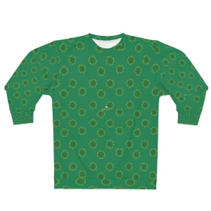 Green St. Patty's Day Sweatshirt, Dark Green St. Patrick's Day Green Clover Print Unisex Couple's Sweatshirt- Made in USA (US Size: XS-2XL)