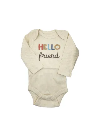Hello Friend Embroidered Long Sleeve Romper